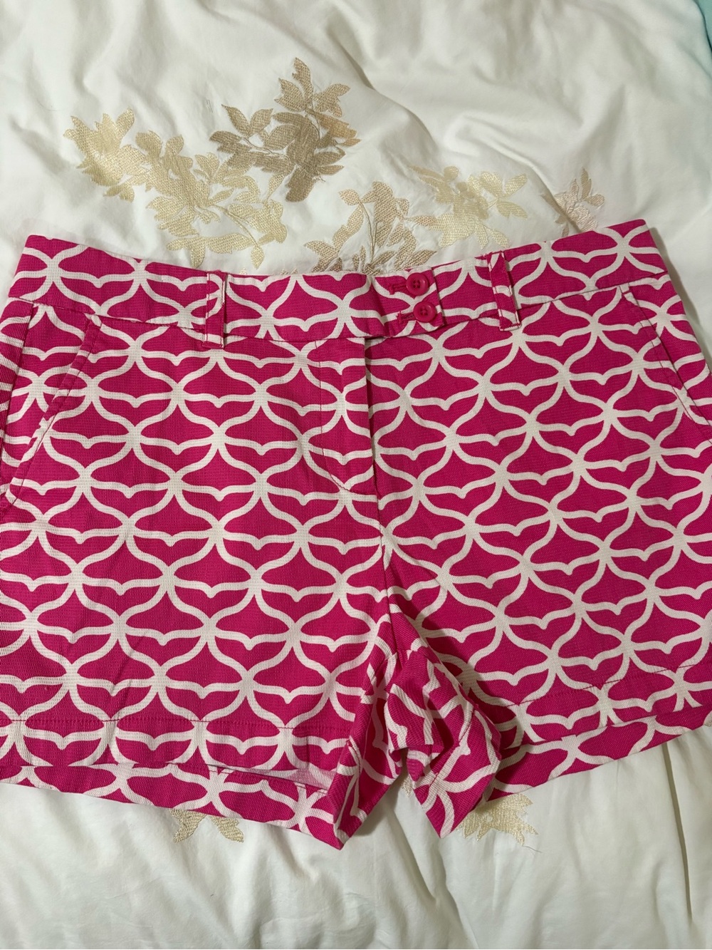 Vineyard Vines Pink and White Geometric Bermuda Shorts